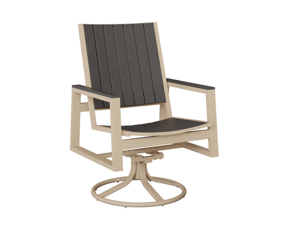 Berlin Gardens Vida Poly Swivel Rocker Dining Chair in Luna Multi, Smoke Gray slats