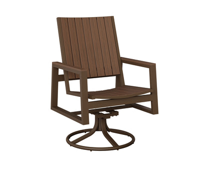 Berlin Gardens Vida Poly Swivel Rocker Dining Chair in Mesquite Wood Vein, Brazilian Walnut slats