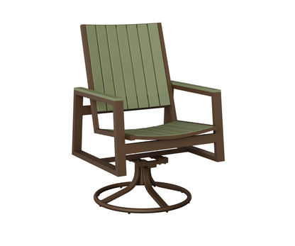 Berlin Gardens Vida Poly Swivel Rocker Dining Chair in Mesquite Wood Vein, Sage slats