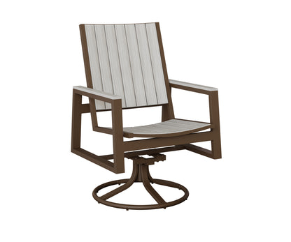 Berlin Gardens Vida Poly Swivel Rocker Dining Chair in Mesquite Wood Vein, Seashell slats