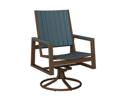 Berlin Gardens Vida Poly Swivel Rocker Dining Chair in Mesquite Wood Vein, Slate slats