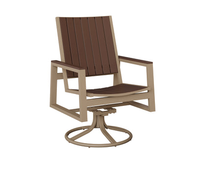 Berlin Gardens Vida Poly Swivel Rocker Dining Chair in Oak Wood Vein, Chocolate Brown slats