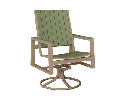Berlin Gardens Vida Poly Swivel Rocker Dining Chair in Oak Wood Vein, Sage slats