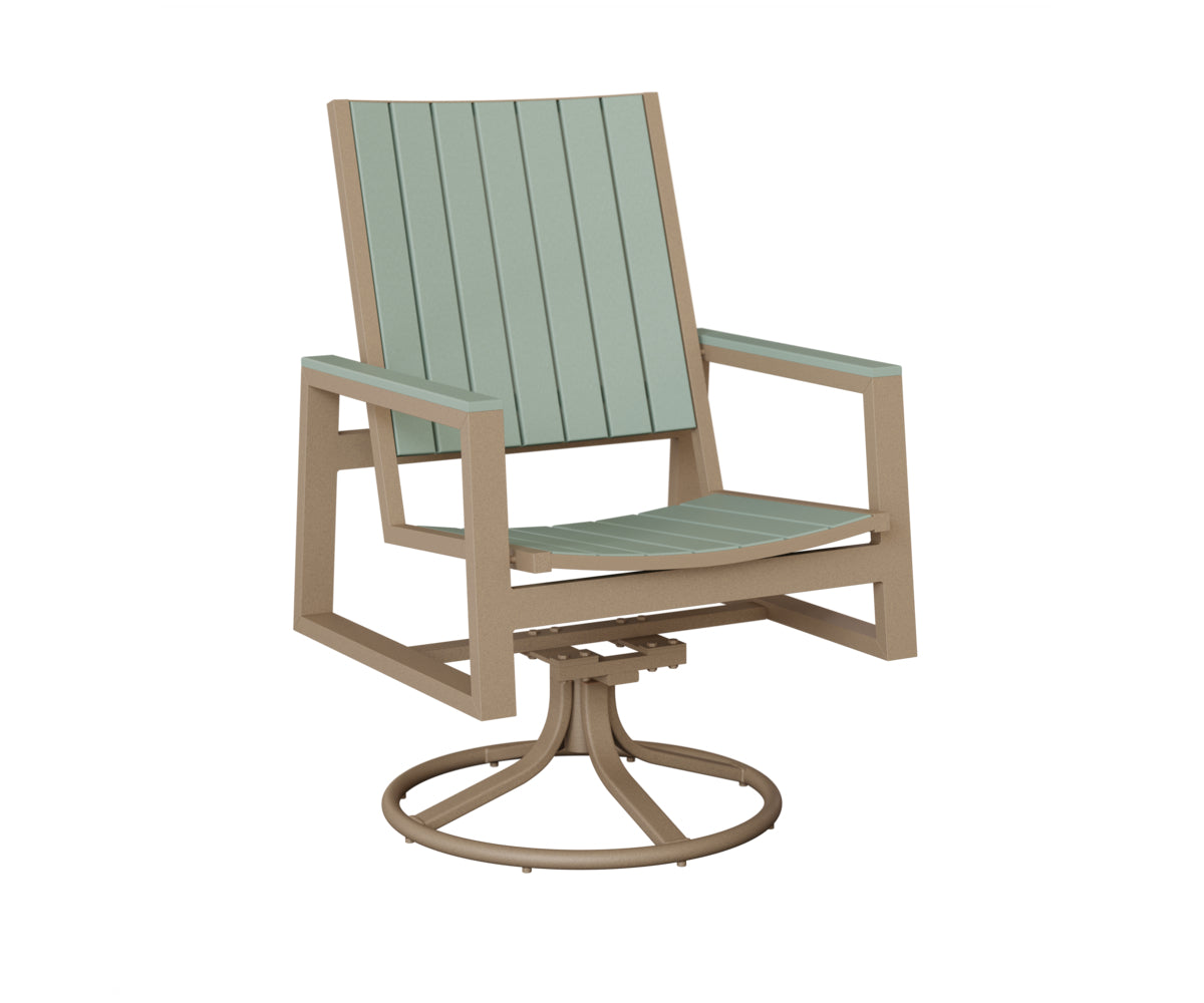 Berlin Gardens Vida Poly Swivel Rocker Dining Chair in Oak Wood Vein, Sea Foam slats