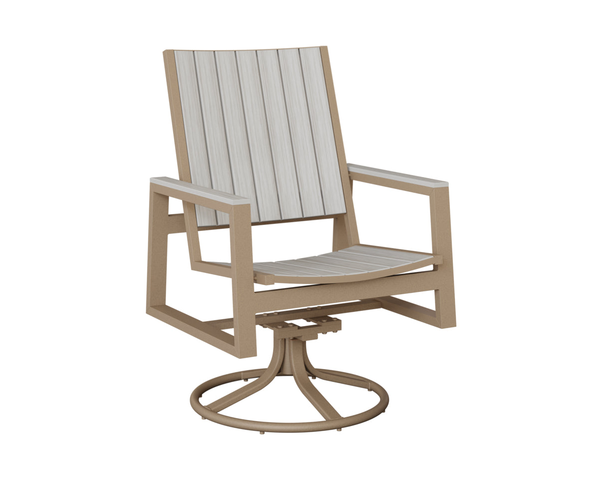 Berlin Gardens Vida Poly Swivel Rocker Dining Chair in Oak Wood Vein, Seashell slats