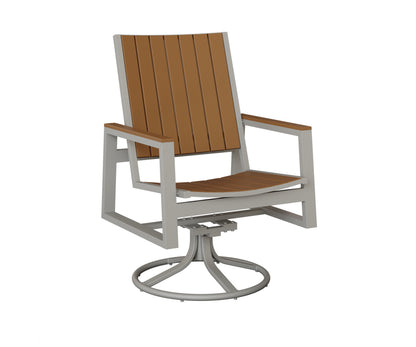 Berlin Gardens Vida Poly Swivel Rocker Dining Chair in Platinum Silver, Cedar slats