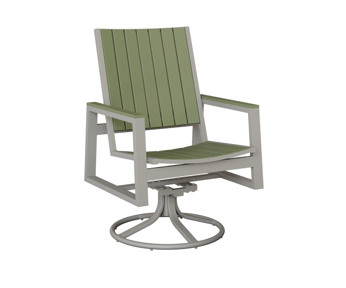 Berlin Gardens Vida Poly Swivel Rocker Dining Chair in Platinum Silver, Sage slats