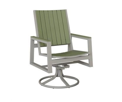 Berlin Gardens Vida Poly Swivel Rocker Dining Chair in Platinum Silver, Sage slats