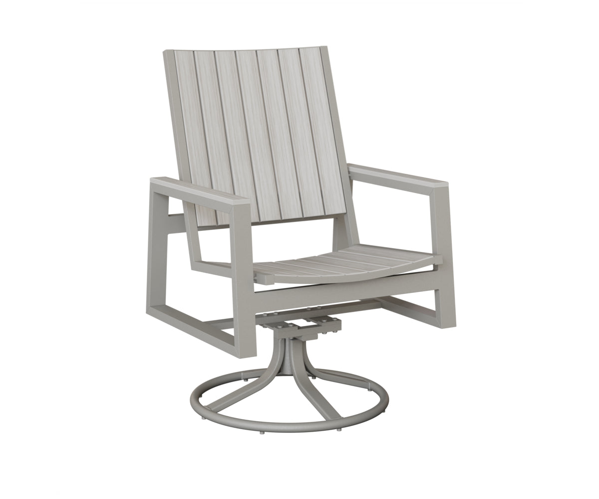 Berlin Gardens Vida Poly Swivel Rocker Dining Chair in Platinum Silver, Seashell slats