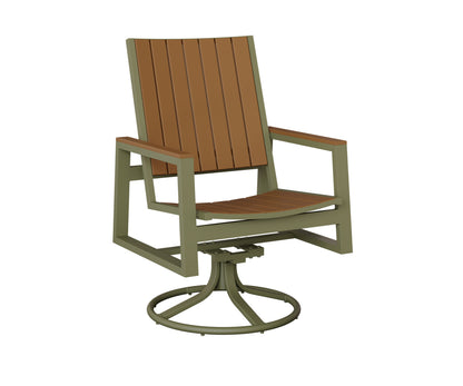 Berlin Gardens Vida Poly Swivel Rocker Dining Chair in Green Sage, Cedar slats