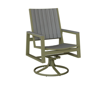 Berlin Gardens Vida Poly Swivel Rocker Dining Chair in Green Sage, Driftwood Gray slats