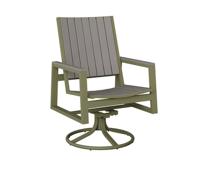 Berlin Gardens Vida Poly Swivel Rocker Dining Chair in Green Sage, Light Gray slats