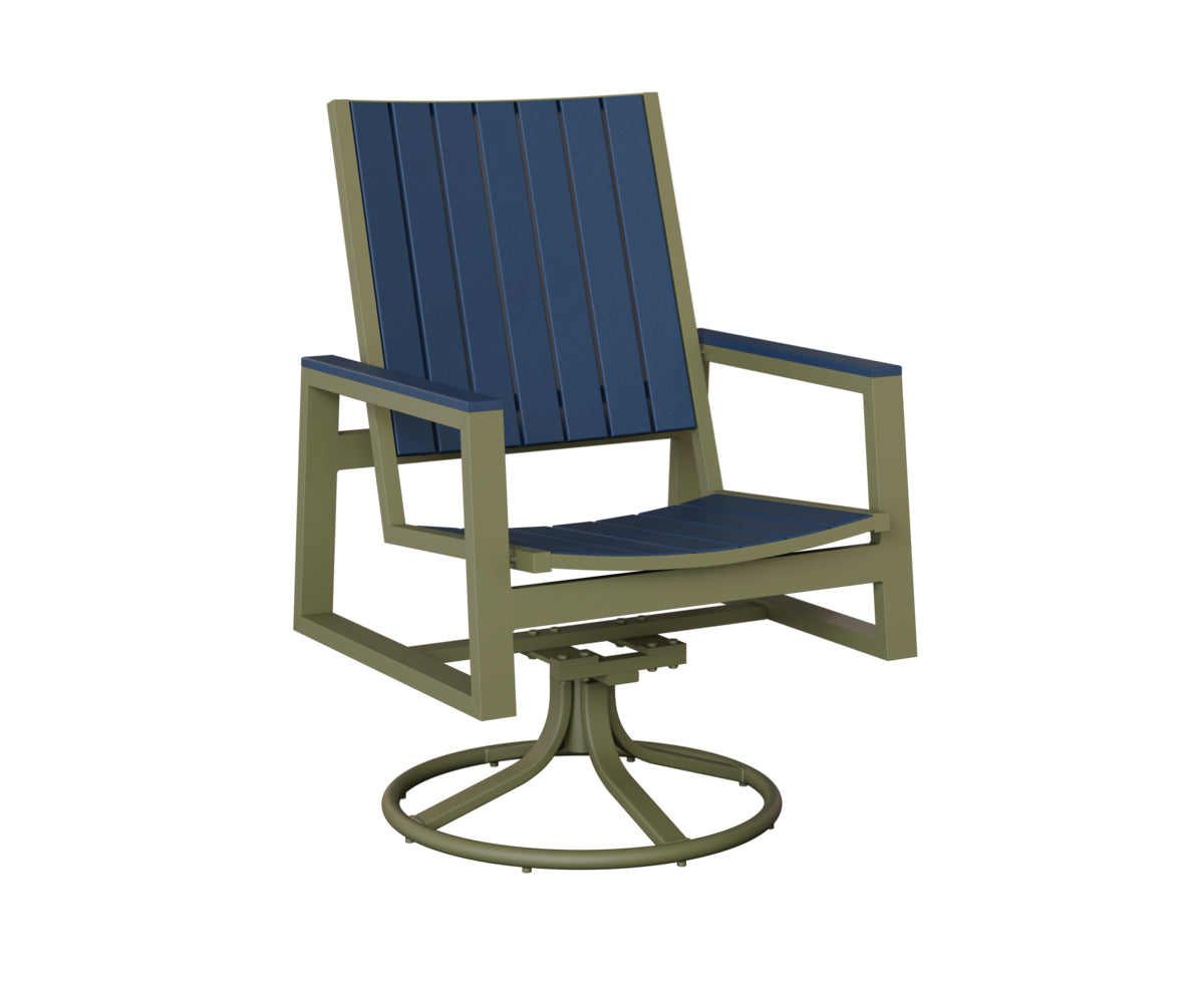 Berlin Gardens Vida Poly Swivel Rocker Dining Chair in Green Sage, Navy Blue slats
