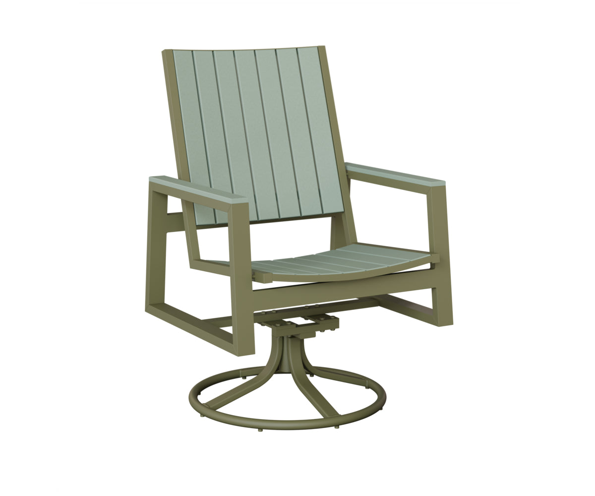 Berlin Gardens Vida Poly Swivel Rocker Dining Chair in Green Sage, Sea Foam slats