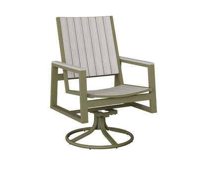 Berlin Gardens Vida Poly Swivel Rocker Dining Chair in Green Sage, Seashell slats