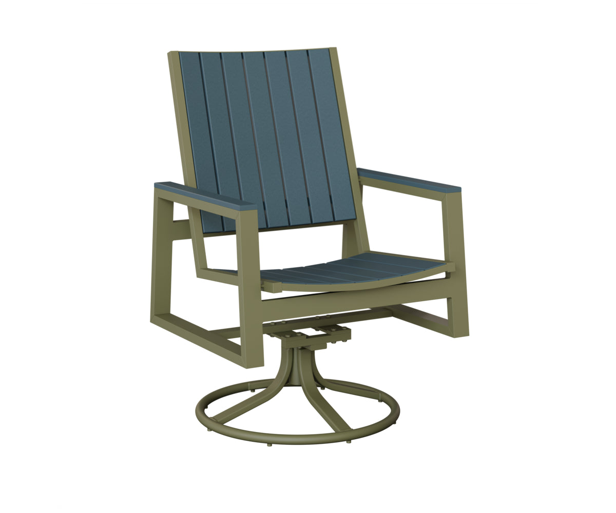Berlin Gardens Vida Poly Swivel Rocker Dining Chair in Green Sage, Slate slats