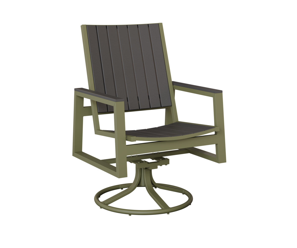 Berlin Gardens Vida Poly Swivel Rocker Dining Chair in Green Sage, Smoke Gray slats