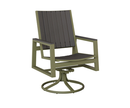 Berlin Gardens Vida Poly Swivel Rocker Dining Chair in Green Sage, Smoke Gray slats