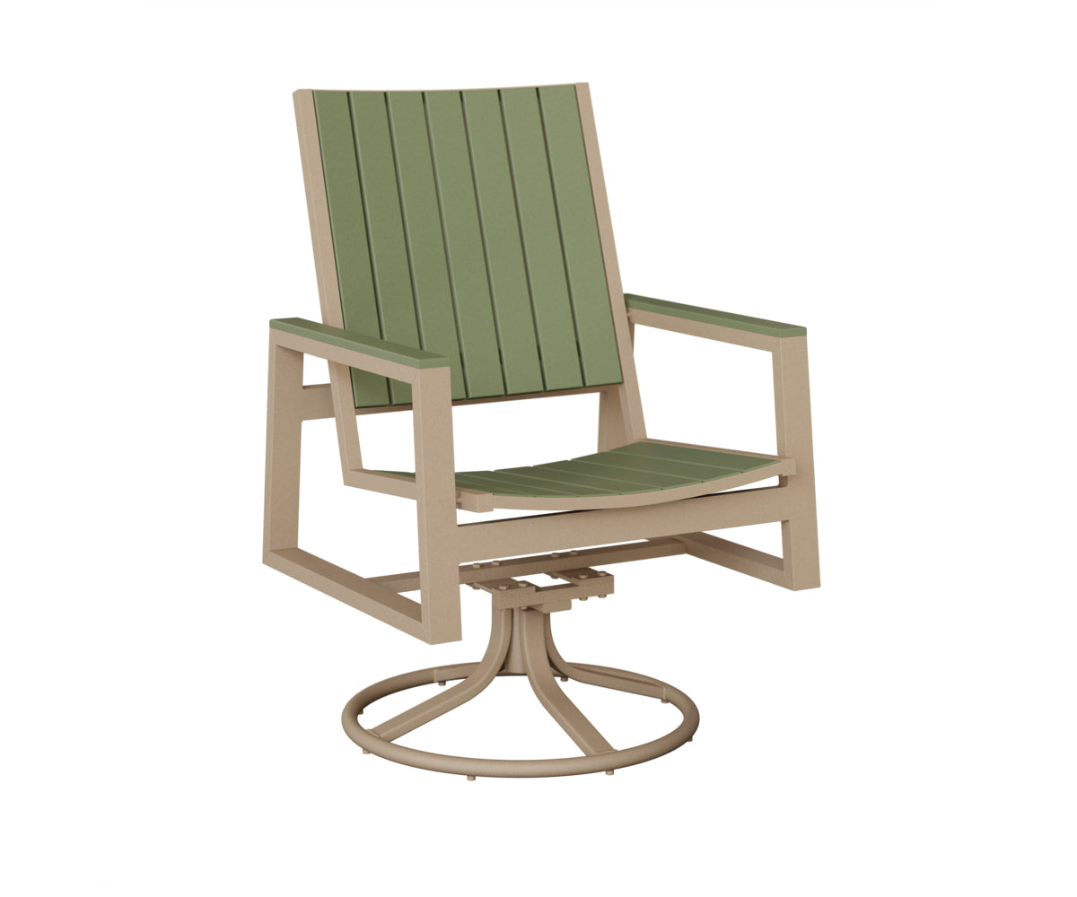 Berlin Gardens Vida Poly Swivel Rocker Dining Chair in Sahara Speckle, Sage slats