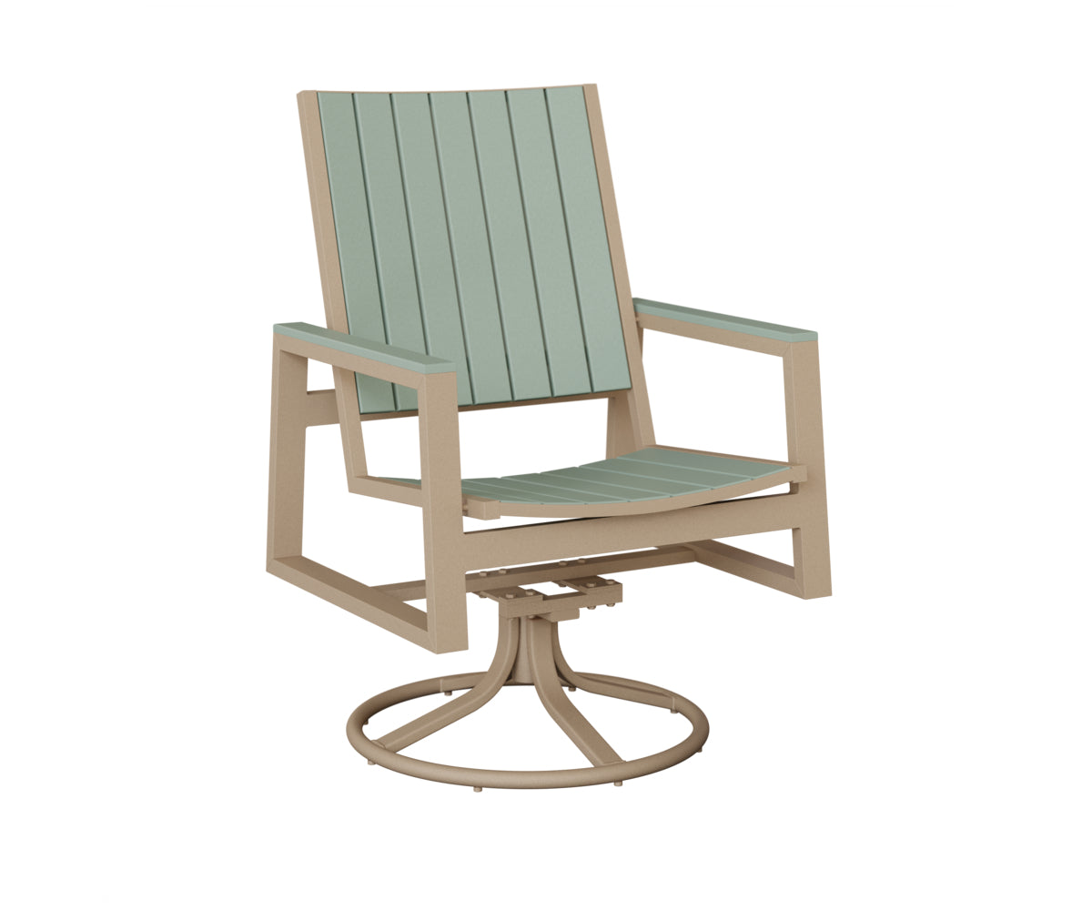 Berlin Gardens Vida Poly Swivel Rocker Dining Chair in Sahara Speckle, Sea Foam slats