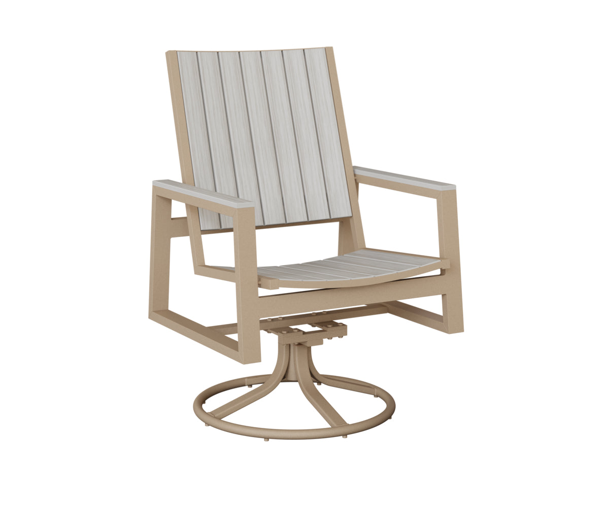 Berlin Gardens Vida Poly Swivel Rocker Dining Chair in Sahara Speckle, Seashell slats