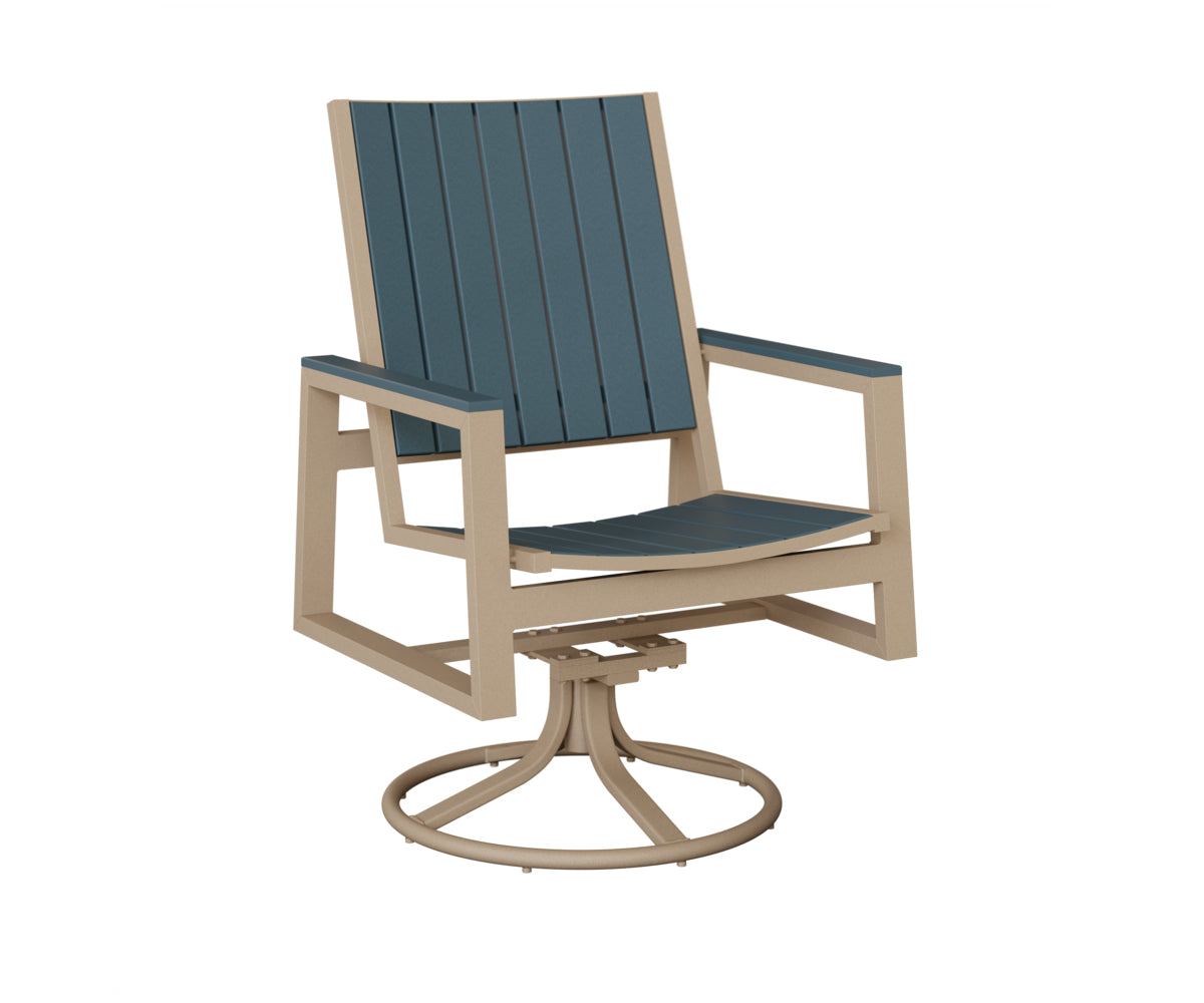 Berlin Gardens Vida Poly Swivel Rocker Dining Chair in Sahara Speckle, Slate slats