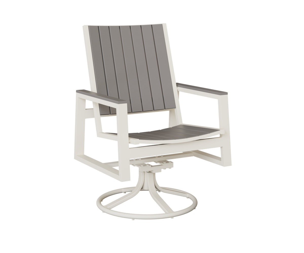 Berlin Gardens Vida Poly Swivel Rocker Dining Chair in White, Light Gray slats