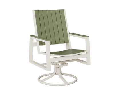 Berlin Gardens Vida Poly Swivel Rocker Dining Chair in White, Sage slats