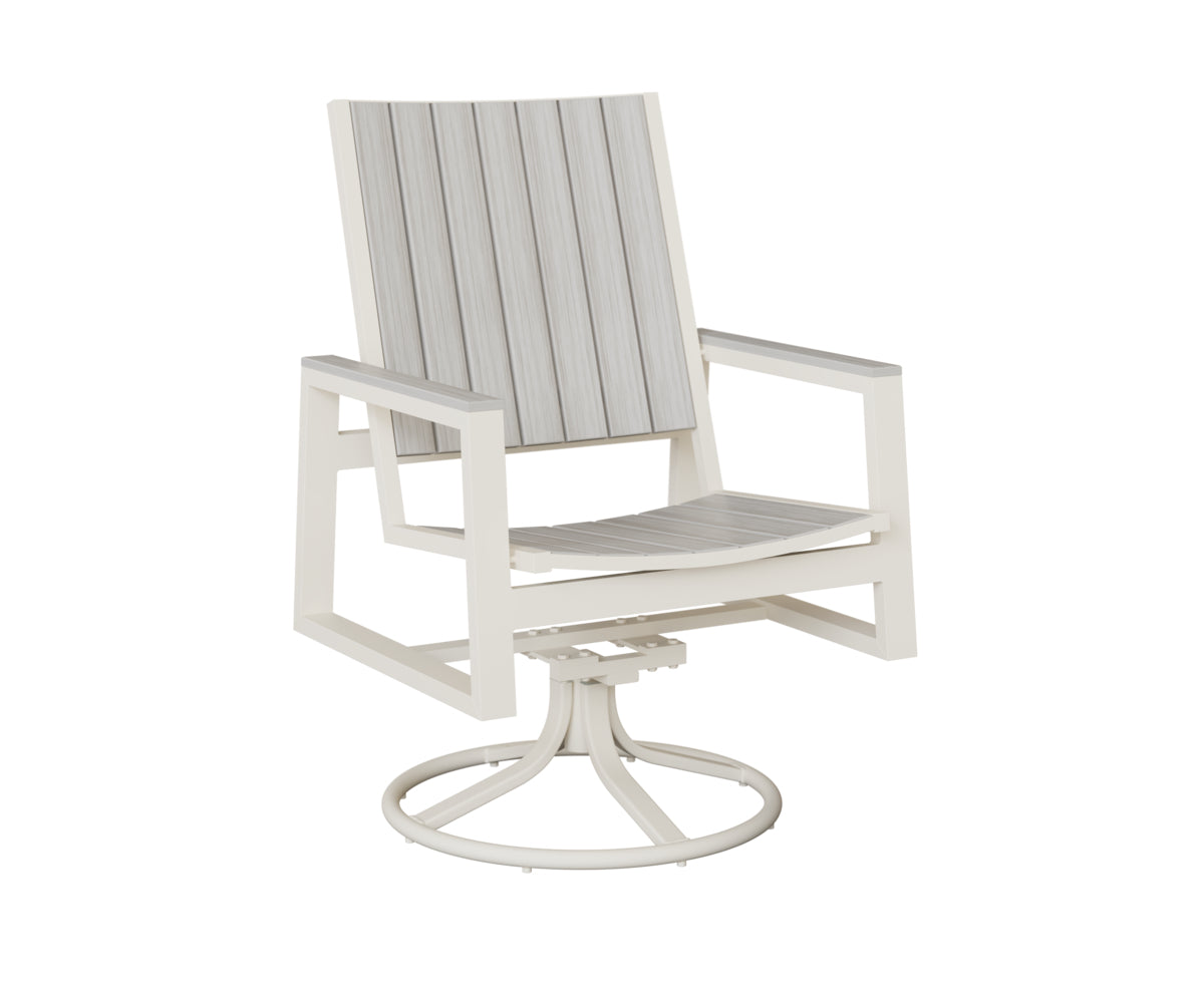 Berlin Gardens Vida Poly Swivel Rocker Dining Chair in White, Seashell slats