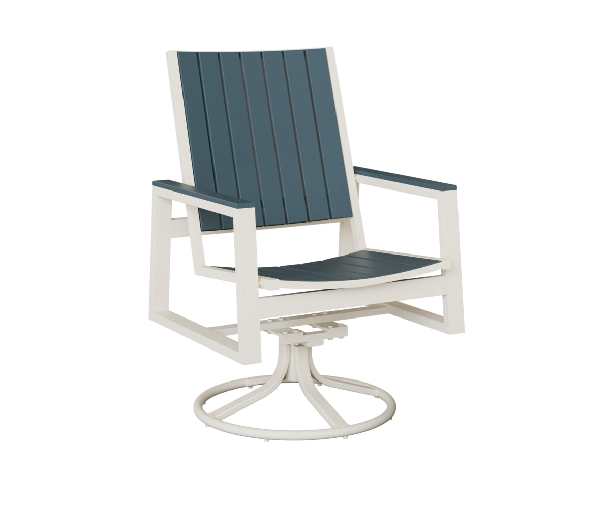 Berlin Gardens Vida Poly Swivel Rocker Dining Chair in White, Slate slats