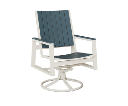 Berlin Gardens Vida Poly Swivel Rocker Dining Chair in White, Slate slats