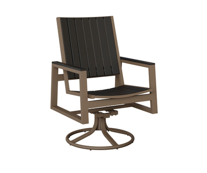 Berlin Gardens Vida Poly Swivel Rocker Dining Chair in Clay, Black slats