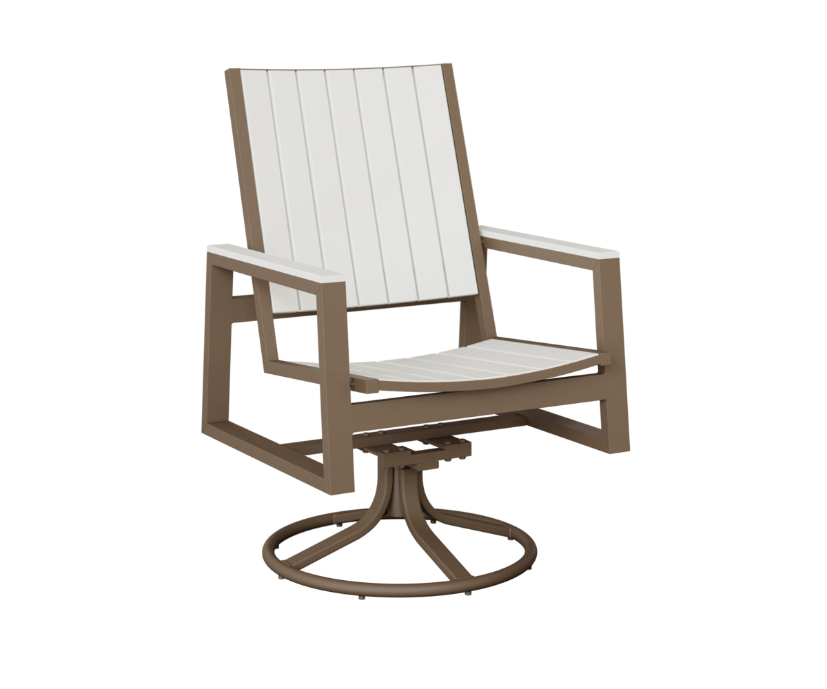 Berlin Gardens Vida Poly Swivel Rocker Dining Chair in Clay, White slats