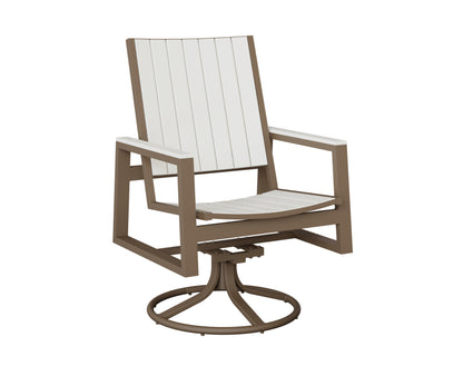 Berlin Gardens Vida Poly Swivel Rocker Dining Chair in Clay, White slats