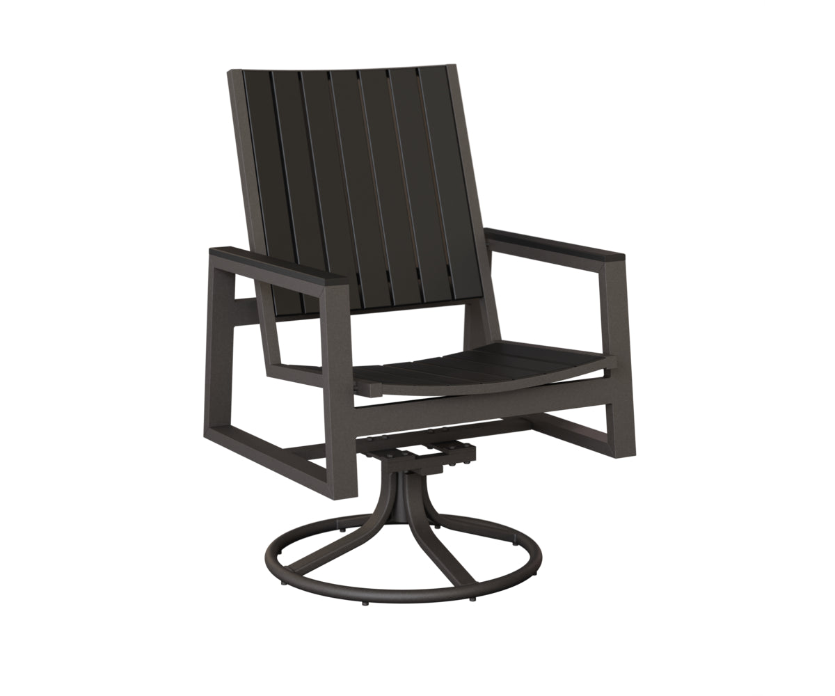 Berlin Gardens Vida Poly Swivel Rocker Dining Chair in Granite Speckle, Black slats