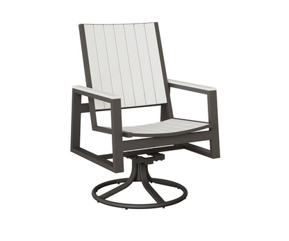 Berlin Gardens Vida Poly Swivel Rocker Dining Chair in Granite Speckle, White slats
