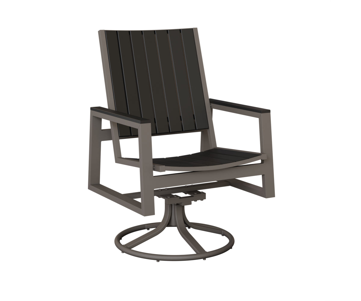 Berlin Gardens Vida Poly Swivel Rocker Dining Chair in Graphite, Black slats