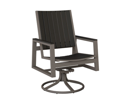 Berlin Gardens Vida Poly Swivel Rocker Dining Chair in Graphite, Black slats