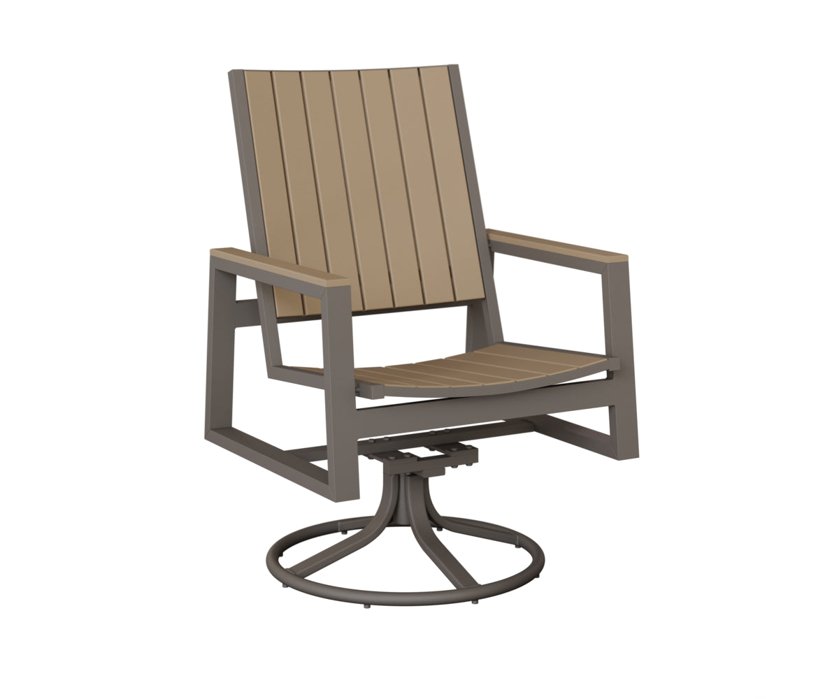 Berlin Gardens Vida Poly Swivel Rocker Dining Chair in Graphite, Weatherwood slats