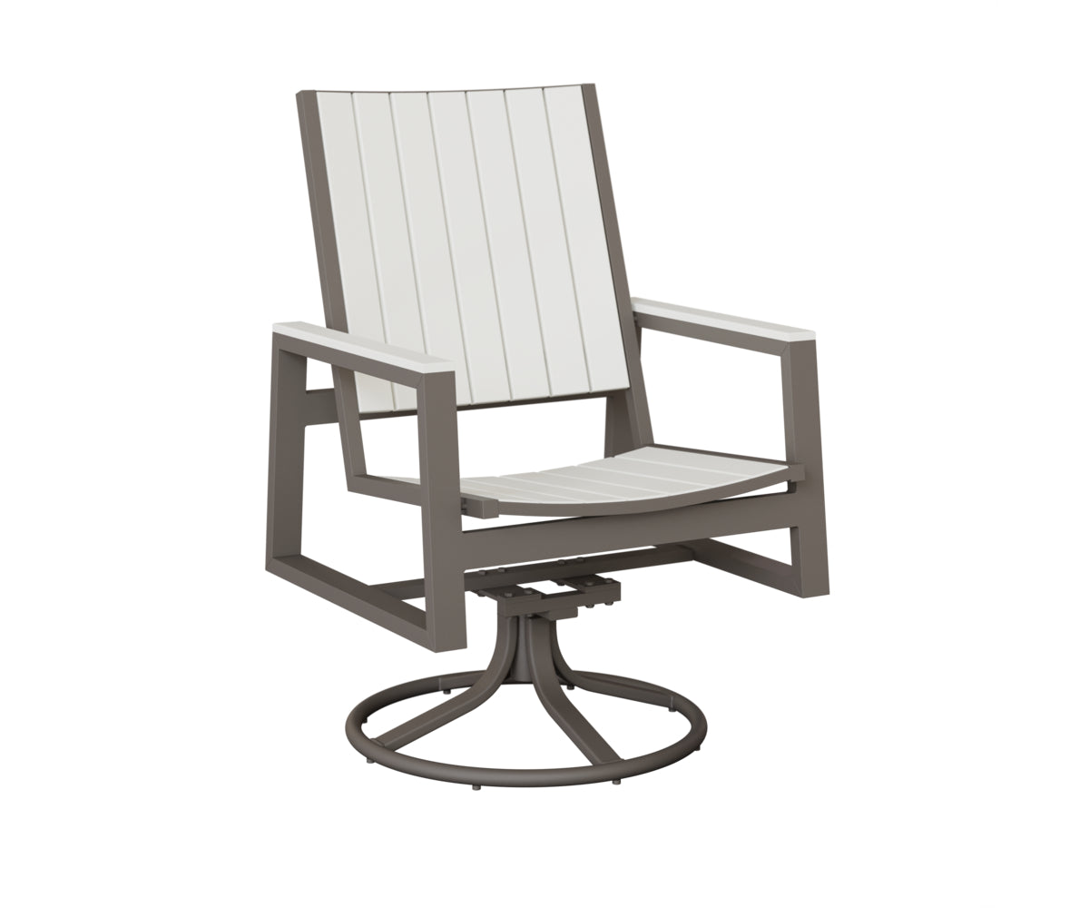 Berlin Gardens Vida Poly Swivel Rocker Dining Chair in Graphite, White slats