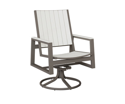 Berlin Gardens Vida Poly Swivel Rocker Dining Chair in Graphite, White slats