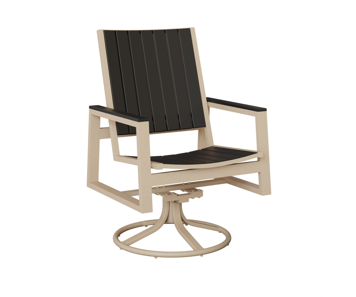 Berlin Gardens Vida Poly Swivel Rocker Dining Chair in Luna Multi, Black slats