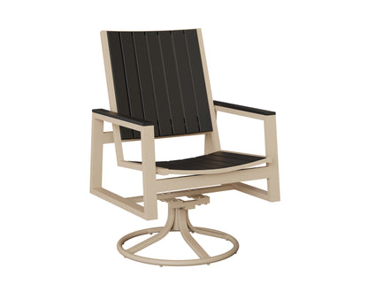 Berlin Gardens Vida Poly Swivel Rocker Dining Chair in Luna Multi, Black slats