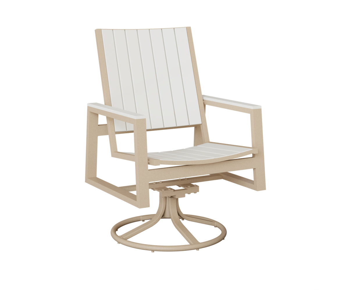 Berlin Gardens Vida Poly Swivel Rocker Dining Chair in Luna Multi, White slats