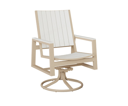 Berlin Gardens Vida Poly Swivel Rocker Dining Chair in Luna Multi, White slats