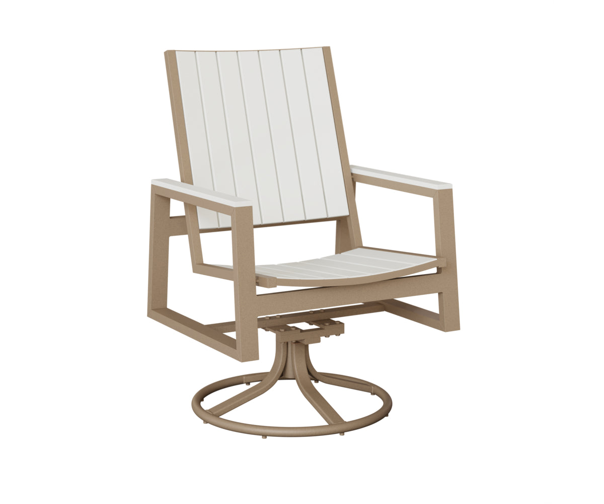 Berlin Gardens Vida Poly Swivel Rocker Dining Chair in Oak Wood Vein, White slats