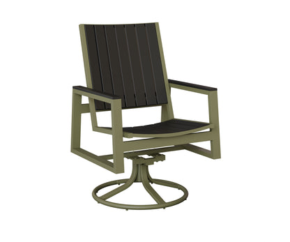 Berlin Gardens Vida Poly Swivel Rocker Dining Chair in Green Sage, Black slats