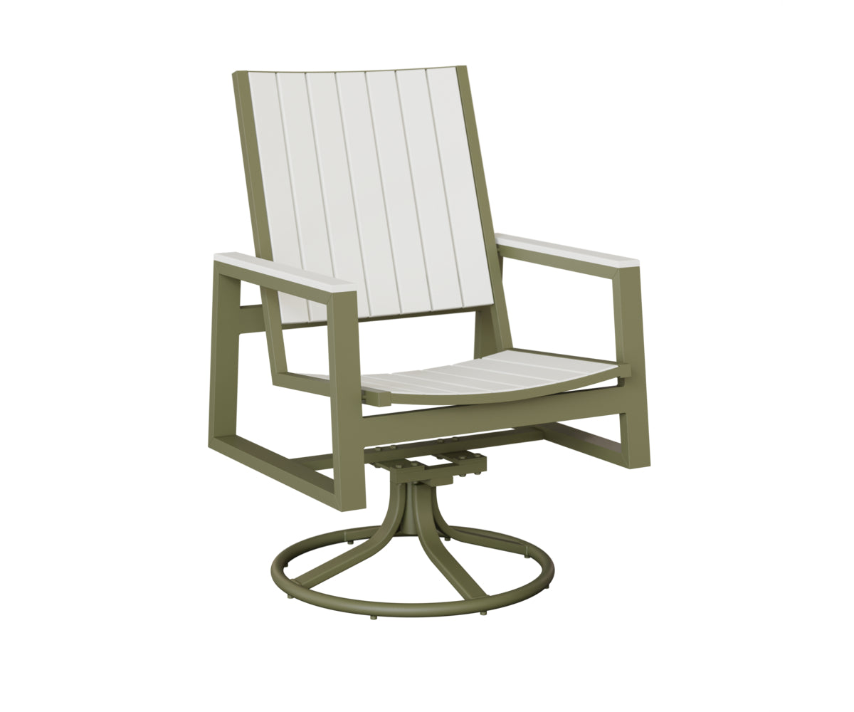 Berlin Gardens Vida Poly Swivel Rocker Dining Chair in Green Sage, White slats