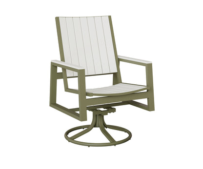 Berlin Gardens Vida Poly Swivel Rocker Dining Chair in Green Sage, White slats