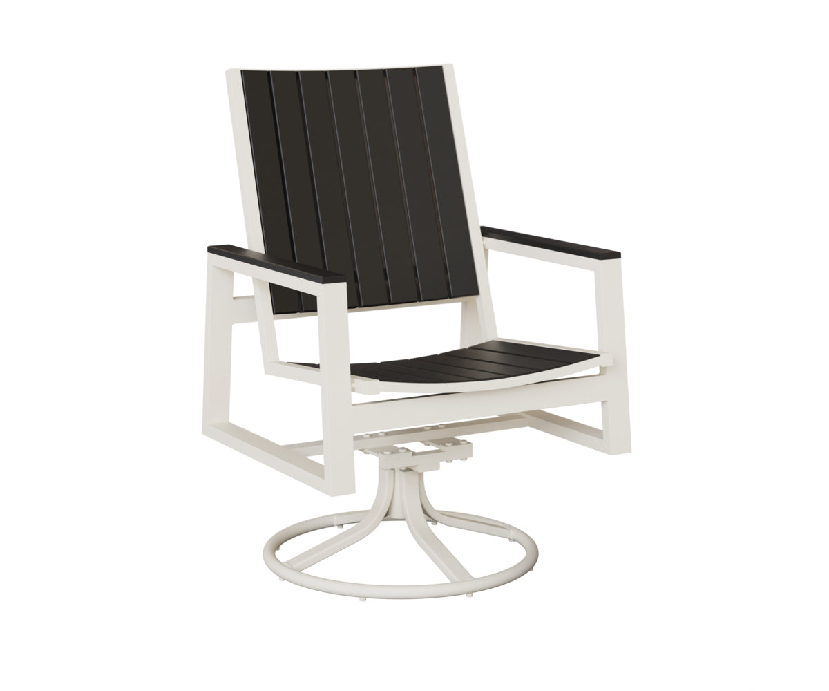 Berlin Gardens Vida Poly Swivel Rocker Dining Chair in White, Black slats